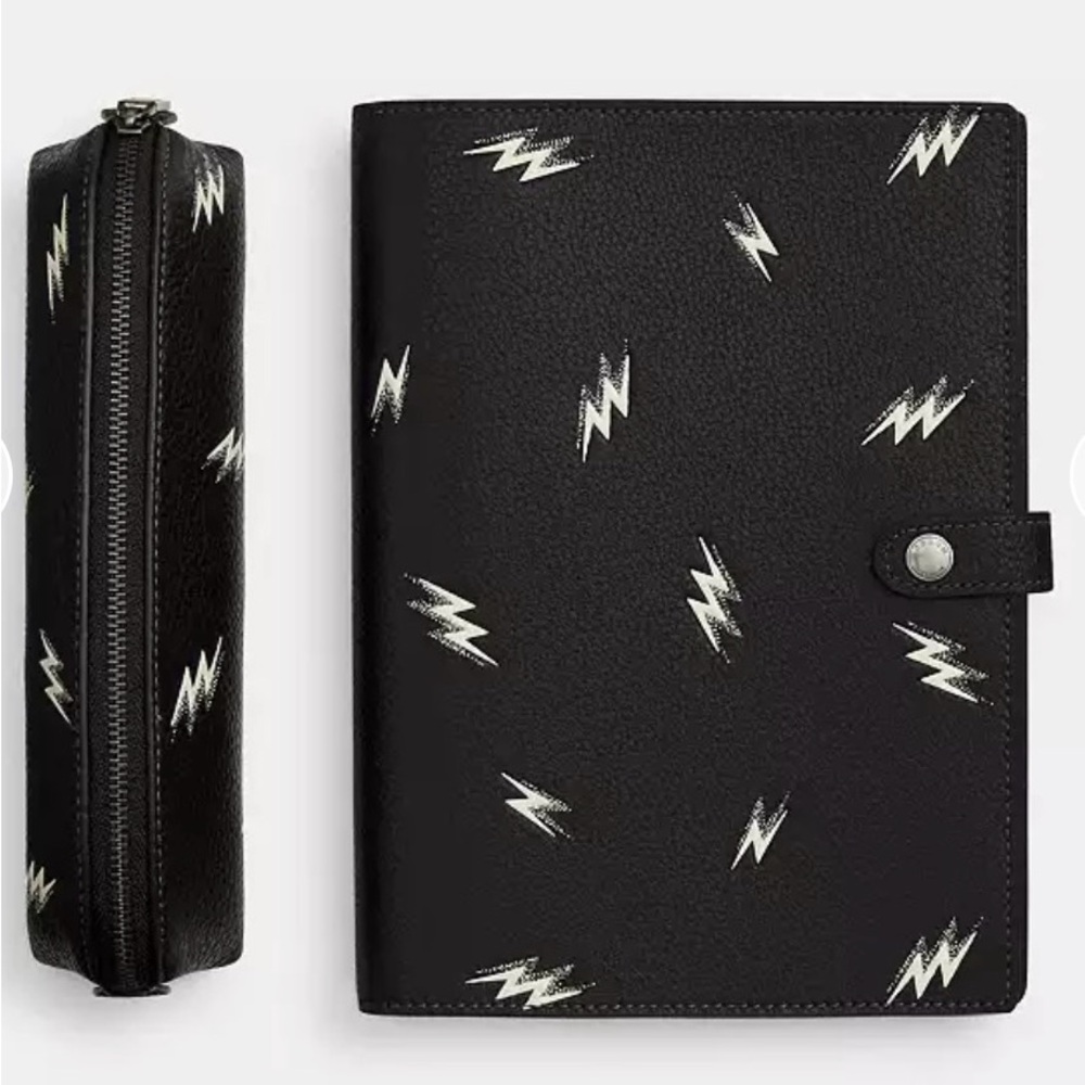 NWT Coach notebook w/ pencil case Lightning Bolt Print